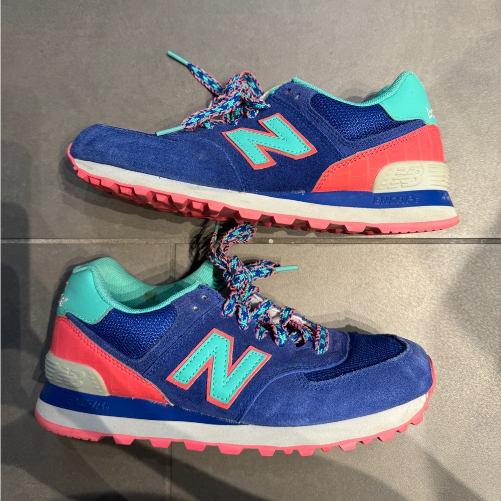 New Balance Women's Sneakers - Blue/Aqua/Pink - Size 8.5